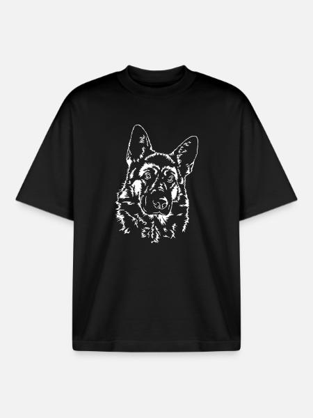 DEUTSCHER SCHÄFERHUND German Shepherd Wilsigns - Boxy Heavyweight Unisex Organic T-Shirt by Stanley/Stella - black