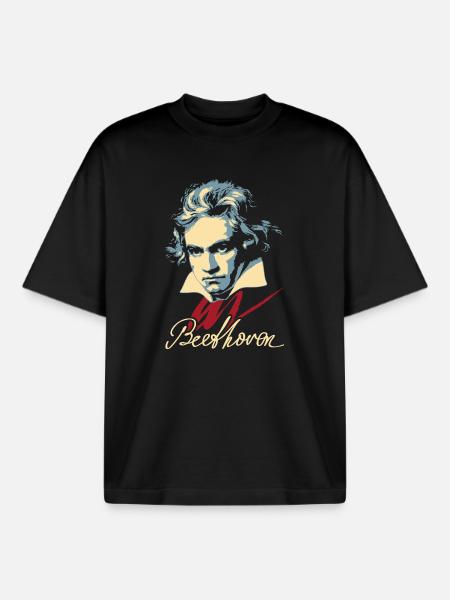 Beethoven (dark) - Boxy Heavyweight Unisex Organic T-Shirt by Stanley/Stella - black