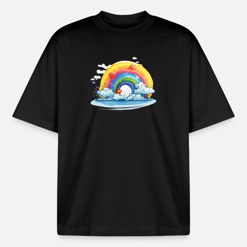 Regenbogen Pride - Boxy Heavyweight Unisex Organic T-Shirt von Stanley/Stella - Schwarz
