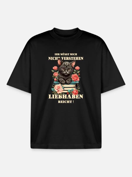 Süße schlaue Katze - Boxy Heavyweight Unisex Organic T-Shirt von Stanley/Stella - Schwarz