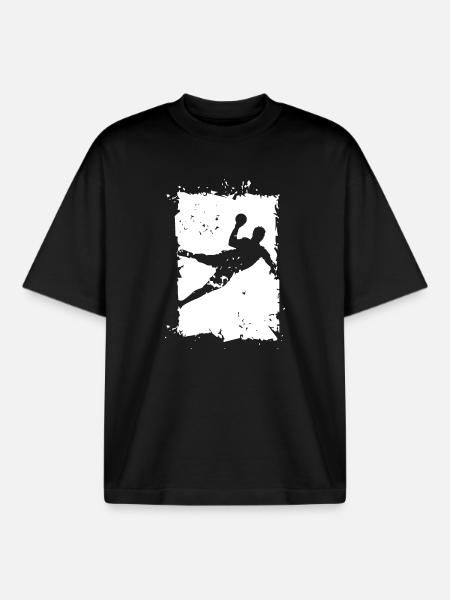 Handball Throw Explosion Destruction Illustration - Boxy Heavyweight Unisex Organic T-Shirt by Stanley/Stella - black