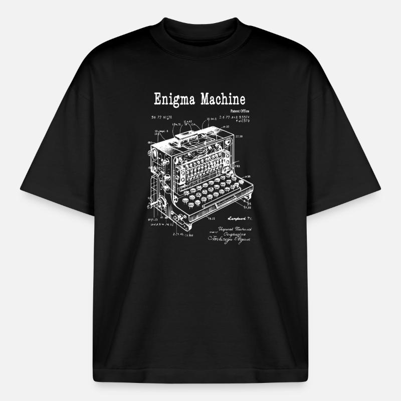 Plan de la machine Enigma - T-shirt unisexe boxy épais biologique Stanley/Stella - noir