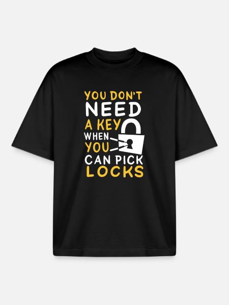 Funny Locksmith Picking Locks Hobbyist Graphic - Boxy Heavyweight Unisex Organic T-Shirt by Stanley/Stella - black