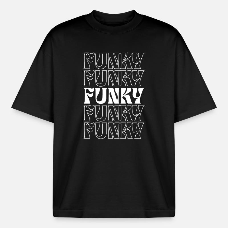 Funky Repeating Text Pattern - Heavyweight Boxy Unisex T-Shirt by Stanley/Stella - black