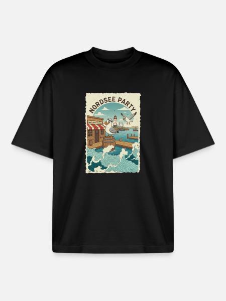 Nordsee Party - Boxy Heavyweight Unisex Organic T-Shirt von Stanley/Stella - Schwarz