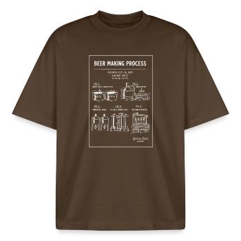Schéma de plan directeur pour la brasserie de bière - T-shirt unisexe boxy épais biologique Stanley/Stella - marron foncé - Devant - AI Model Male 185 light (185cm) & AI Model Female 172 dark (172cm)
