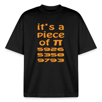 Piece of PI - Boxy Heavyweight Unisex Organic T-Shirt by Stanley/Stella - black - Front - AI Model Male 185 light (185cm) & AI Model Female 172 dark (172cm)