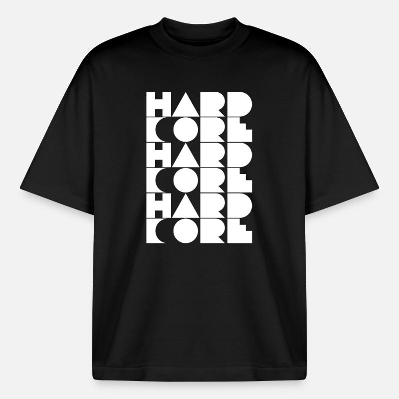Hardcore Grid Typography - Unisex boxy heavyweight ekologisk T-shirt Stanley/Stella - svart