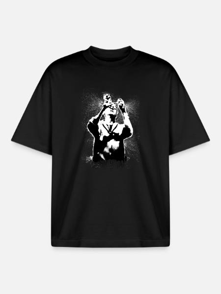 Black and white silhouette of despair - Boxy Heavyweight Unisex Organic T-Shirt by Stanley/Stella - black