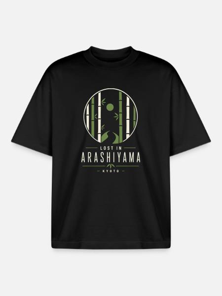 Arashiyama Bamboo Night Kyoto - Boxy Heavyweight Unisex Organic T-Shirt by Stanley/Stella - black