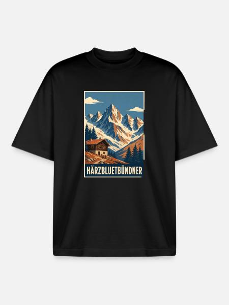 Bündner - Boxy Heavyweight Unisex Organic T-Shirt von Stanley/Stella - Schwarz