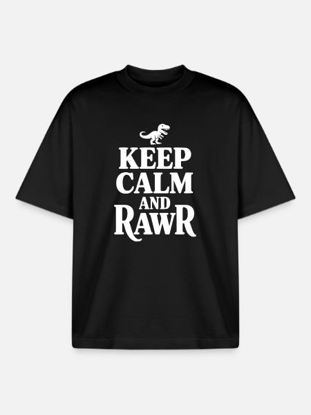 Keep Calm And Rawr - Boxy Heavyweight Unisex Organic T-Shirt by Stanley/Stella - black