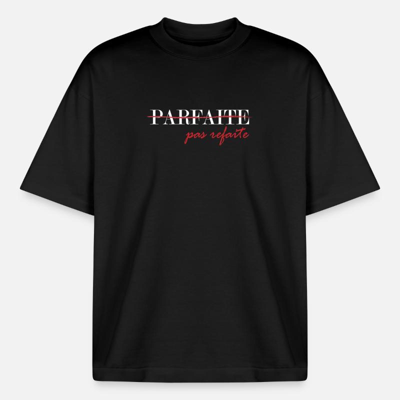 parfaite, pas refaite (blanc) - T-shirt unisexe boxy épais biologique Stanley/Stella - noir