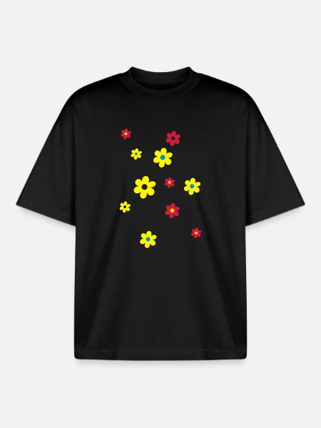 Fleurs - T-shirt unisexe boxy épais biologique Stanley/Stella - noir