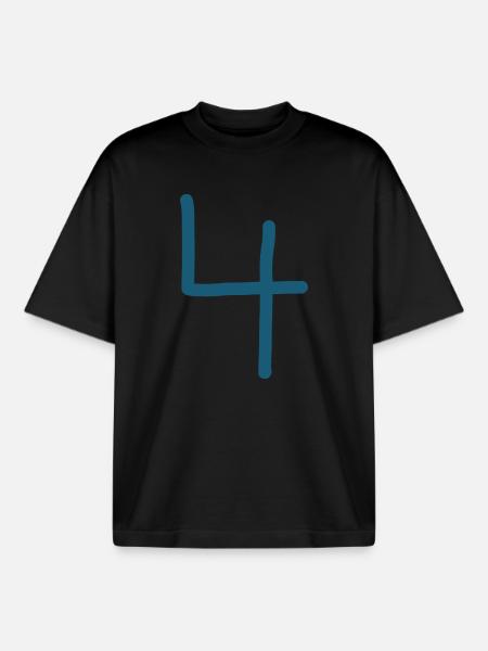 4 Number four number birthday - Boxy Heavyweight Unisex Organic T-Shirt by Stanley/Stella - black
