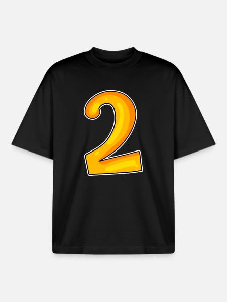 Two - 2 - Number Number - Boxy Heavyweight Unisex Organic T-Shirt by Stanley/Stella - black