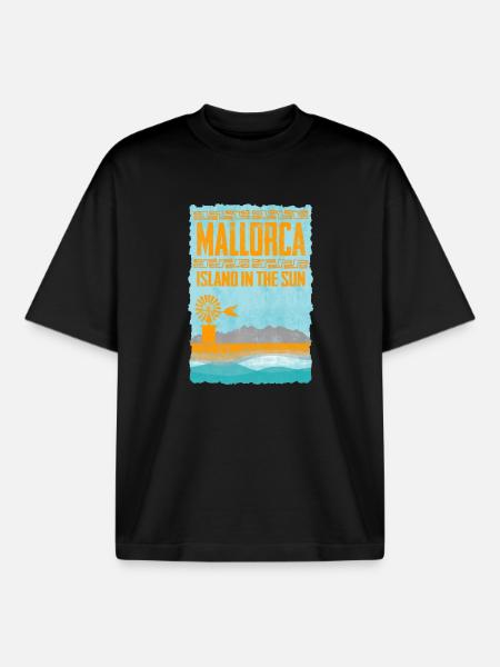 Mallorca island in the sunshine - Boxy Heavyweight Unisex Organic T-Shirt by Stanley/Stella - black