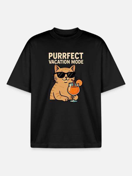 Katzenurlaub im Purrfect Modus - Boxy Heavyweight Unisex Organic T-Shirt von Stanley/Stella - Schwarz