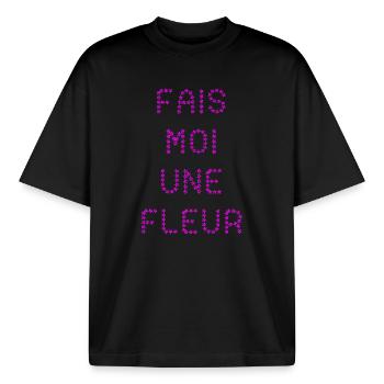 MAKE ME A FLOWER! - Boxy Heavyweight Unisex Organic T-Shirt by Stanley/Stella - black - Front - AI Model Male 185 light (185cm) & AI Model Female 172 dark (172cm)