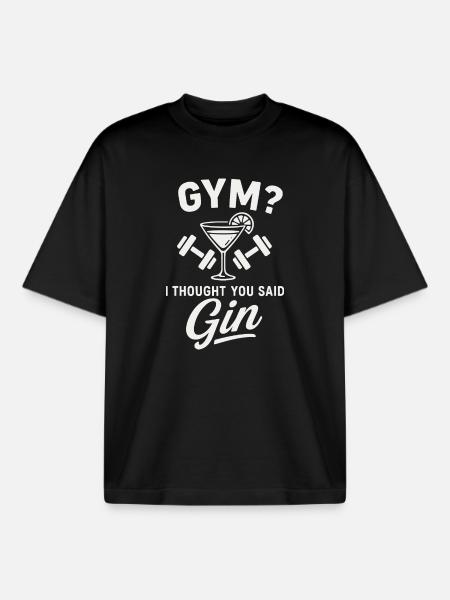 Gym oder Gin ? - Boxy Heavyweight Unisex Organic T-Shirt von Stanley/Stella - Schwarz