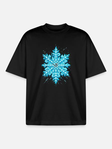 Snowflake | Mountain | Skiing | Snowboarding - Boxy Heavyweight Unisex Organic T-Shirt by Stanley/Stella - black