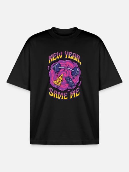 Nouvelle année, la même moi - T-shirt unisexe boxy épais biologique Stanley/Stella - noir