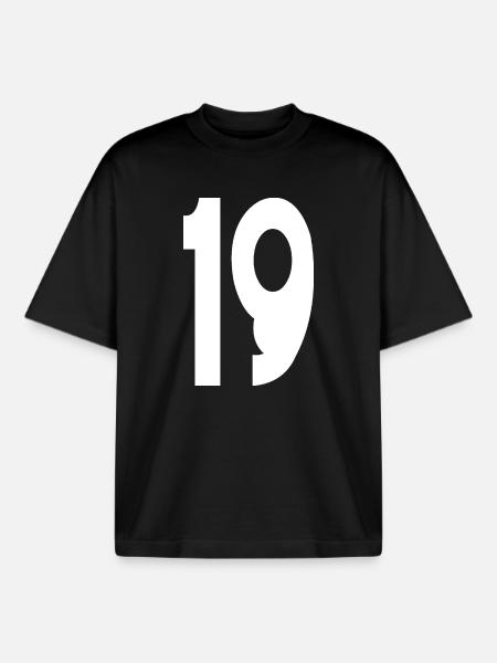 19 Nineteen Number 19 - Boxy Heavyweight Unisex Organic T-Shirt by Stanley/Stella - black