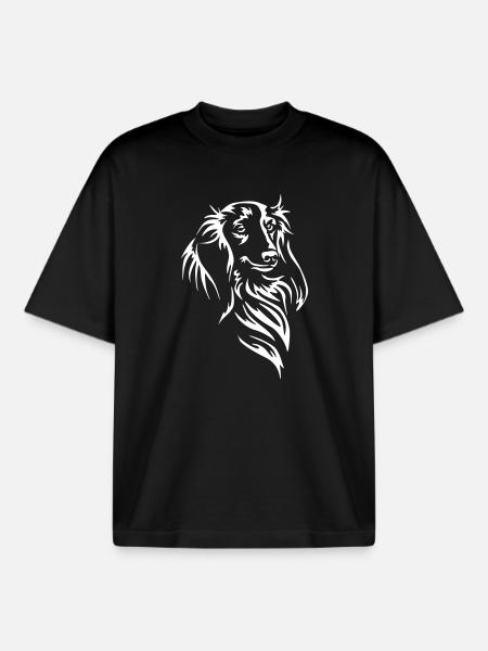 Dachshund Head "Black Edition" - Boxy Heavyweight Unisex Organic T-Shirt by Stanley/Stella - black