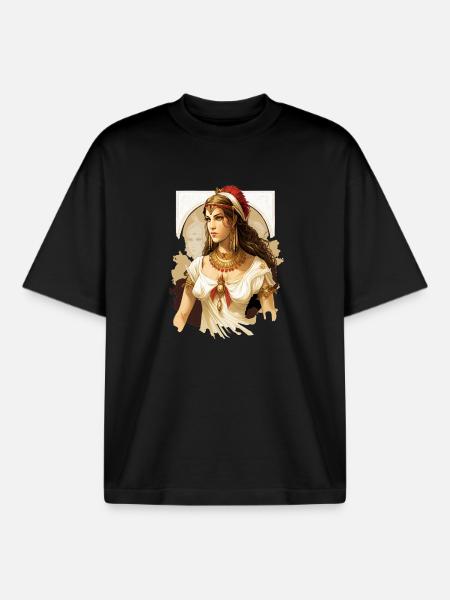 Antique Queen in Red Tiara - Boxy Heavyweight Unisex Organic T-Shirt by Stanley/Stella - black