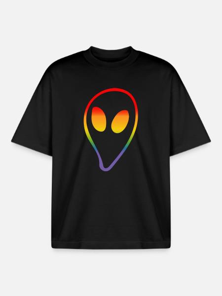 rainbow alien LGBTQI lgbt tshirt - Boxy Heavyweight Unisex Organic T-Shirt by Stanley/Stella - black