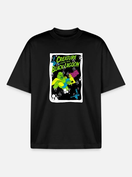 Creature from the Black Lagoon Illustration - Boxy Heavyweight Unisex Organic T-Shirt by Stanley/Stella - black