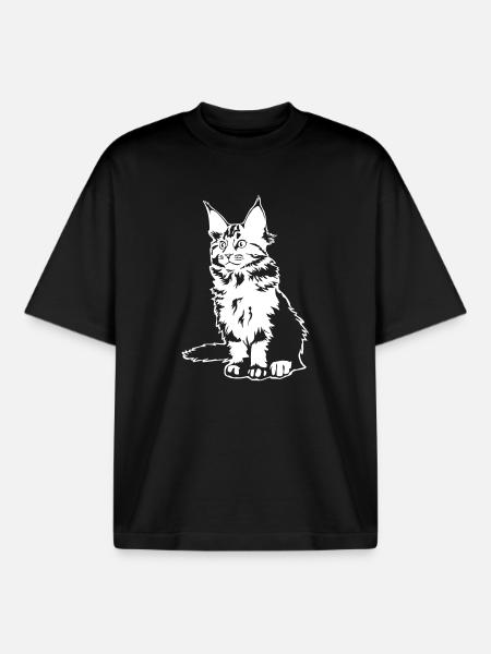 Maine coon cat "Black Edition" - Boxy Heavyweight Unisex Organic T-Shirt by Stanley/Stella - black