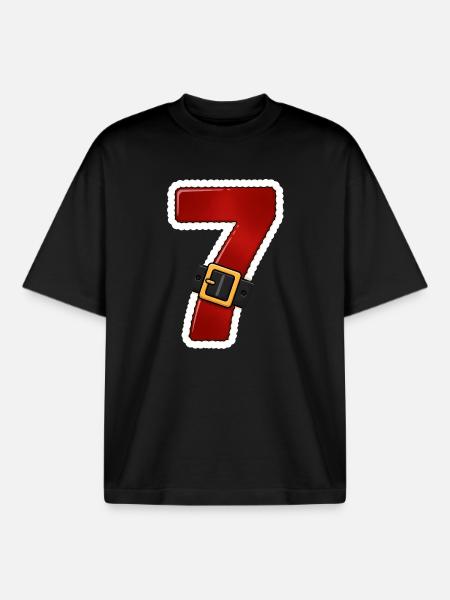 Red Seven with Belt - Boxy Heavyweight Unisex Organic T-Shirt by Stanley/Stella - black