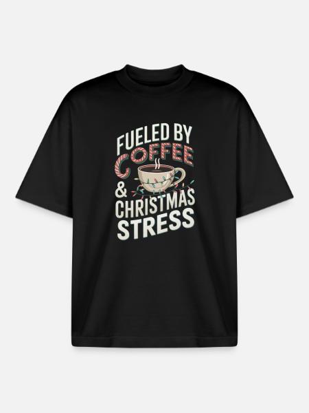 Christmas Coffee Humor - Boxy Heavyweight Unisex Organic T-Shirt by Stanley/Stella - black