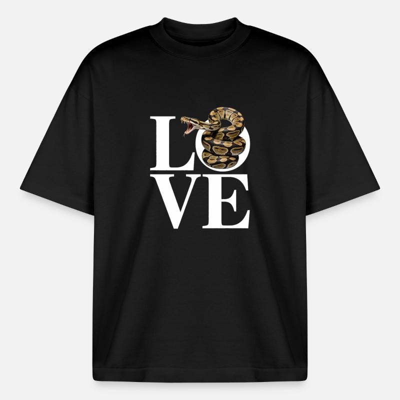 Königspython Schlangen LOVE Terrarium Python - Boxy Heavyweight Unisex Organic T-Shirt von Stanley/Stella - Schwarz