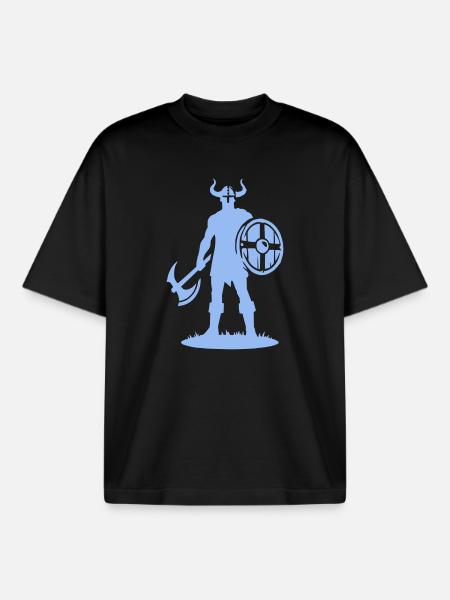 Viking Warrior with Shield - Boxy Heavyweight Unisex Organic T-Shirt by Stanley/Stella - black