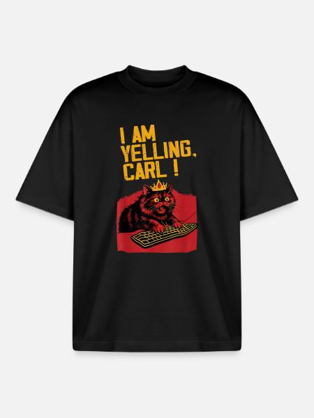 I scream, Carl! – Funny cat design - Boxy Heavyweight Unisex Organic T-Shirt by Stanley/Stella - black