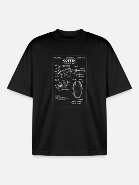 Coffin Blueprint Patent - Boxy Heavyweight Unisex Organic T-Shirt by Stanley/Stella - black