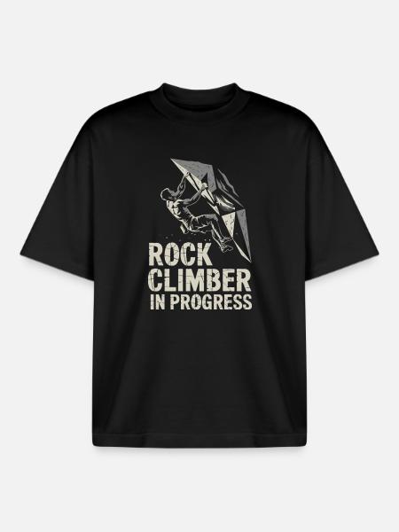 Rock Climber In Progress Klettern Bouldern - Boxy Heavyweight Unisex Organic T-Shirt von Stanley/Stella - Schwarz