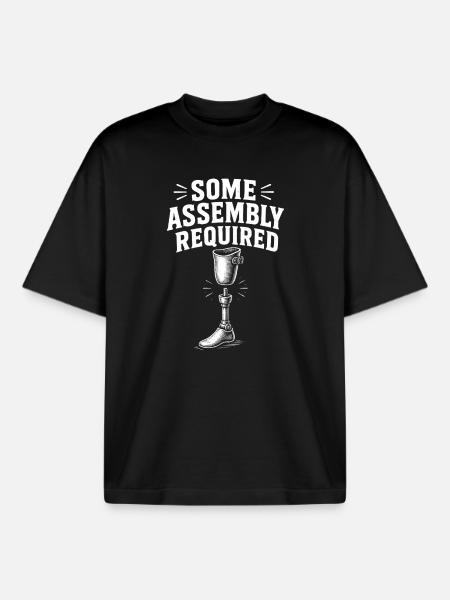 Assembly Required Funny Leg Amputee - Boxy Heavyweight Unisex Organic T-Shirt by Stanley/Stella - black