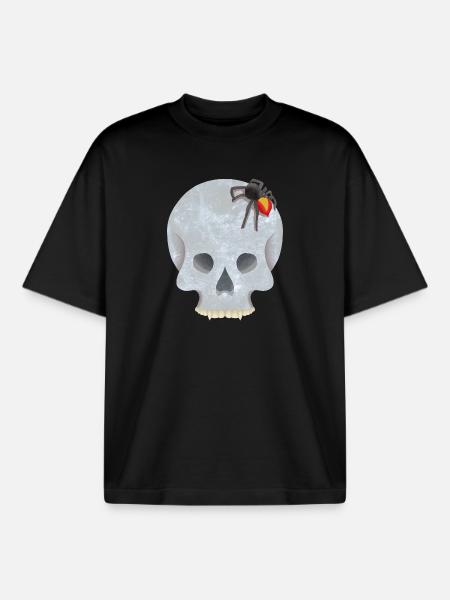 Schädel mit Spinne - Boxy Heavyweight Unisex Organic T-Shirt von Stanley/Stella - Schwarz