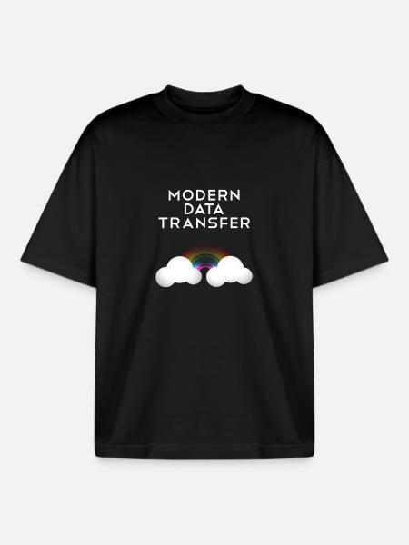 Moderne Datentransfer Wolken Informatiker Geschenk - Boxy Heavyweight Unisex Organic T-Shirt von Stanley/Stella - Schwarz