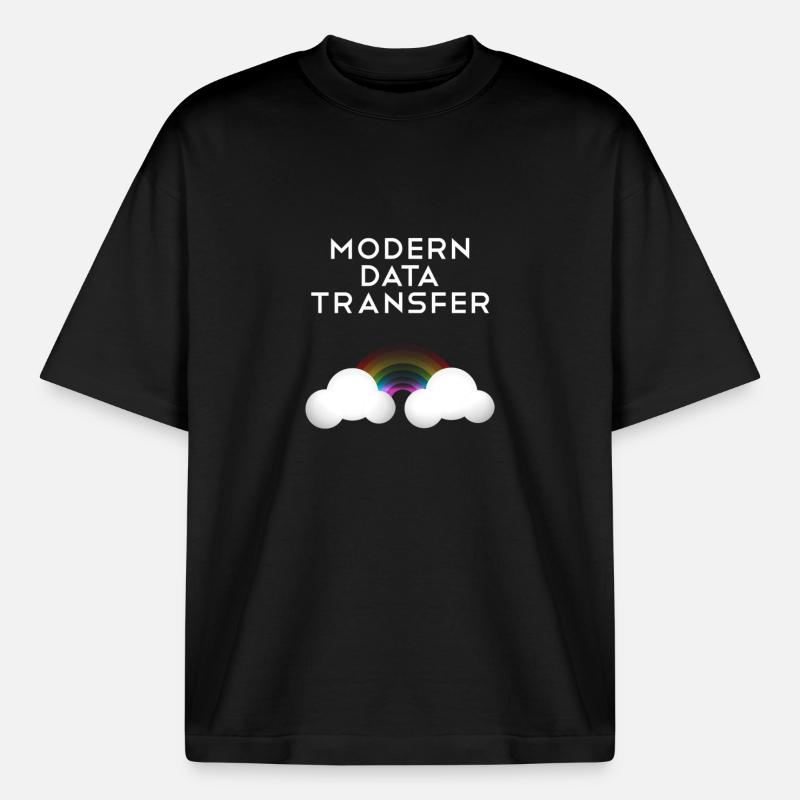 Moderne Datentransfer Wolken Informatiker Geschenk - Boxy Heavyweight Unisex Organic T-Shirt von Stanley/Stella - Schwarz
