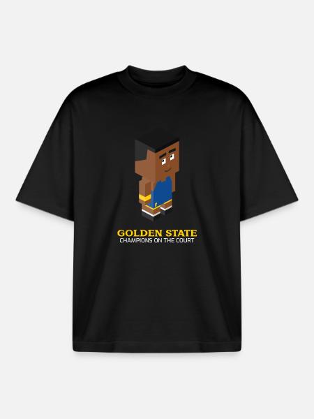 Golden State Pixel Basketball Fan Shirt - Boxy Heavyweight Unisex Organic T-Shirt by Stanley/Stella - black