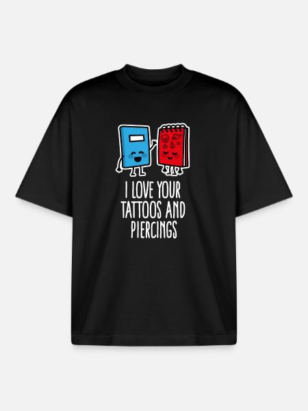 Divertente Piercing Tattoo Tattoo Artist - T-shirt unisex boxy pesante biologica di Stanley/Stella - nero