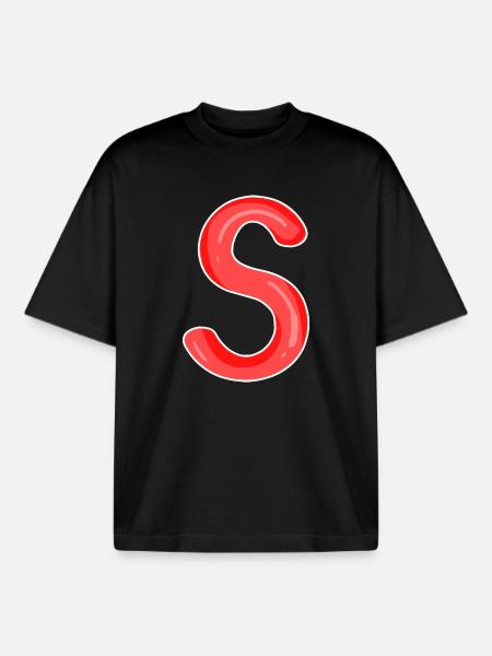 Letter S First letter - Boxy Heavyweight Unisex Organic T-Shirt by Stanley/Stella - black