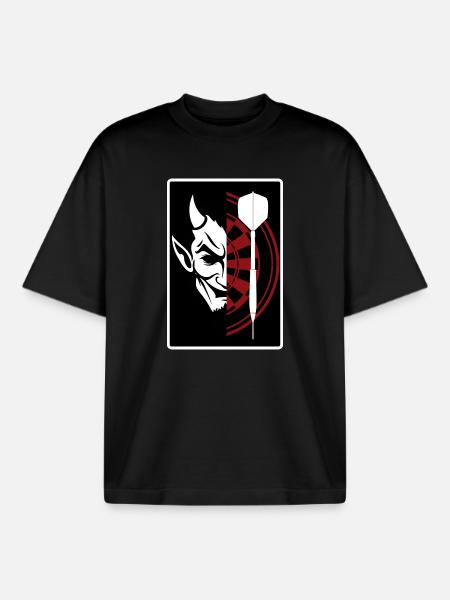 Darts, Bullseye, Dartboard and devil. - Boxy Heavyweight Unisex Organic T-Shirt by Stanley/Stella - black