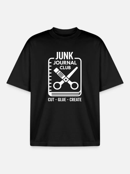 Junk Journal Club Cut Glue Create - Boxy Heavyweight Unisex Organic T-Shirt by Stanley/Stella - black