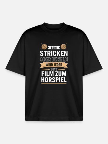 Stricken oder Häkeln Hörspielzauber - Boxy Heavyweight Unisex Organic T-Shirt von Stanley/Stella - Schwarz