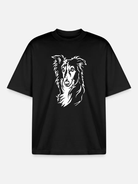 Silken Windhound Head "Black Edition" - Boxy Heavyweight Unisex Organic T-Shirt by Stanley/Stella - black